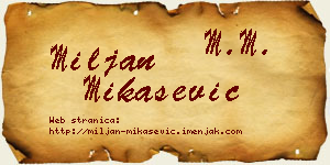 Miljan Mikašević vizit kartica